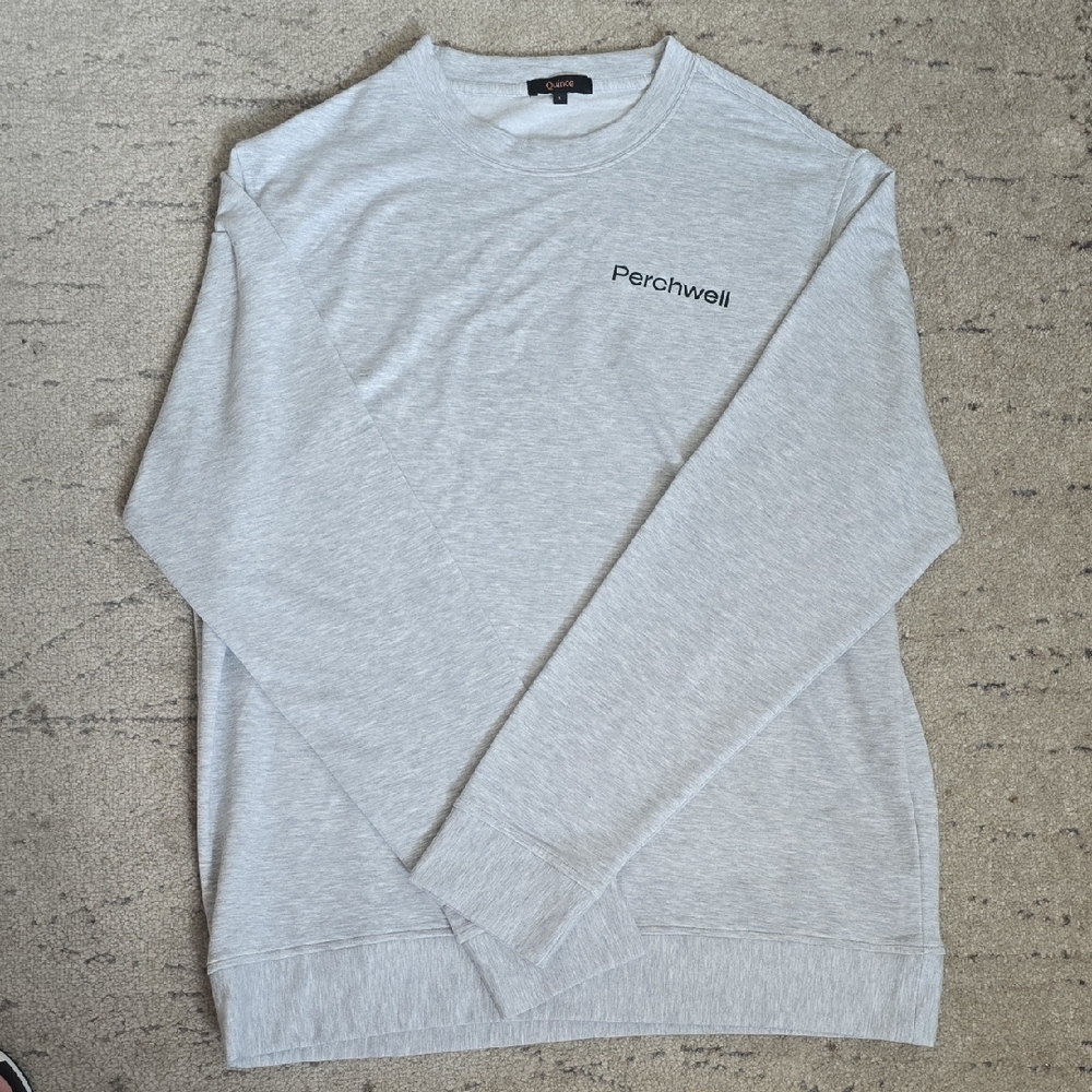 Quince Unisex Supersoft Fleece Crew/heather Light Grey, Size L, NWOT
